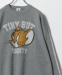 Tom and Jerry/トムとジェリー オーバーサイズ 総柄/袖ライン キャラクター ジャガード刺繍ニット