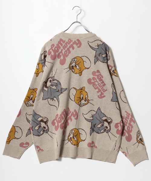Tom&Jerry(トムアンドジェリー)の「Tom and Jerry/トムとジェリー オーバーサイズ 総柄/袖ライン キャラクター ジャガード刺繍ニット(ニット/セーター・レディース・グレー/ブルー/ベージュ/ネイビー/ワイン/オフホワイト・L/M)」の15枚目の写真