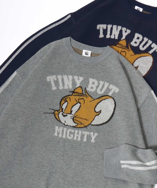 Tom&Jerry(トムアンドジェリー)の「Tom and Jerry/トムとジェリー オーバーサイズ 総柄/袖ライン キャラクター ジャガード刺繍ニット(ニット/セーター・レディース・グレー/ブルー/ベージュ/ネイビー/ワイン/オフホワイト・L/M)」の8枚目の写真