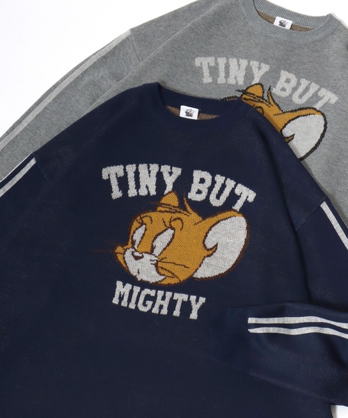 Tom&Jerry(トムアンドジェリー)の「Tom and Jerry/トムとジェリー オーバーサイズ 総柄/袖ライン キャラクター ジャガード刺繍ニット(ニット/セーター・レディース・グレー/ブルー/ベージュ/ネイビー/ワイン/オフホワイト・L/M)」の10枚目の写真