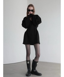 V NECK SWEAT MINI DRESS