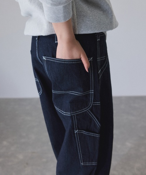 アダムエロペ　パンツ ジーンズ・デニムパンツ ネイビー　25インチ ADAM ET ROPE'（アダムエロペ）の「デニムワイドスラックス