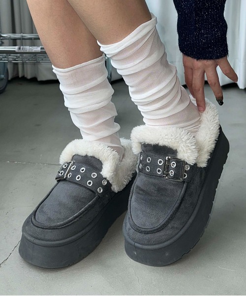 sedacle girl(セダクルガール)の「バックルムートンブーツ(ブーツ・レディース・ブラック/グレー/キャメル・SMALL/MEDIUM/LARGE)」の16枚目の写真