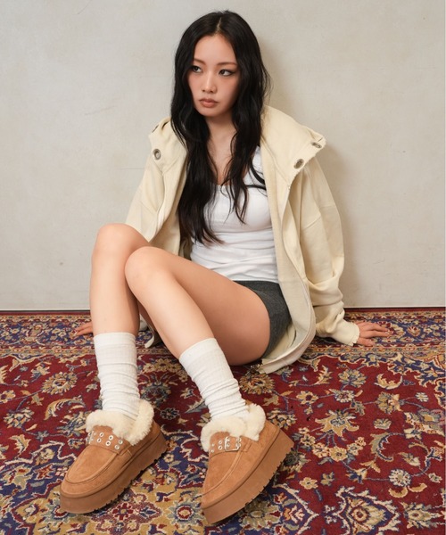 sedacle girl(セダクルガール)の「バックルムートンブーツ(ブーツ・レディース・ブラック/グレー/キャメル/チェック・SMALL/MEDIUM/LARGE)」の22枚目の写真