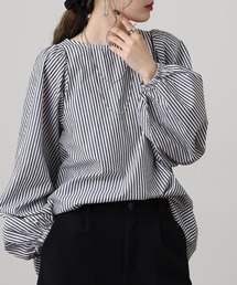 製品洗いコットンブロードボリューム袖ブラウス