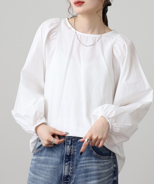 OMNES(オムネス)の「製品洗いコットンブロードボリューム袖ブラウス(シャツ/ブラウス・レディース・ブルー系その他/ライトグレー/ホワイト/ベージュ系その他/グレー系その他/ブラック系その他・FREE)」の17枚目の写真