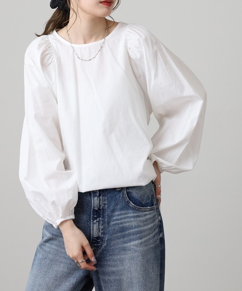 OMNES(オムネス)の「製品洗いコットンブロードボリューム袖ブラウス(シャツ/ブラウス・レディース・ブルー系その他/ライトグレー/ホワイト/ベージュ系その他/グレー系その他/ブラック系その他・FREE)」の16枚目の写真