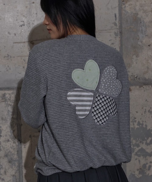 FANCY CLUB（ファンシークラブ）の「【FANCY CLUB】CLOVER PATCHWORK CARDIGAN / 【ファンシークラブ】クローバーパッチワークカーディガン（カーディガン/ボレロ・レディース・グレー/ベージュ・ONE SIZE）」の5枚目の写真