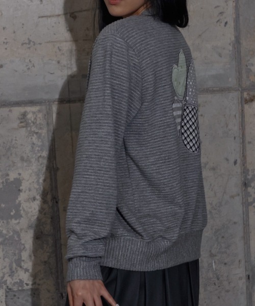 FANCY CLUB（ファンシークラブ）の「【FANCY CLUB】CLOVER PATCHWORK CARDIGAN / 【ファンシークラブ】クローバーパッチワークカーディガン（カーディガン/ボレロ・レディース・グレー/ベージュ・ONE SIZE）」の4枚目の写真