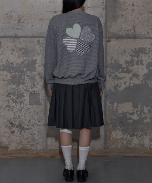 FANCY CLUB（ファンシークラブ）の「【FANCY CLUB】CLOVER PATCHWORK CARDIGAN / 【ファンシークラブ】クローバーパッチワークカーディガン（カーディガン/ボレロ・レディース・グレー/ベージュ・ONE SIZE）」の8枚目の写真