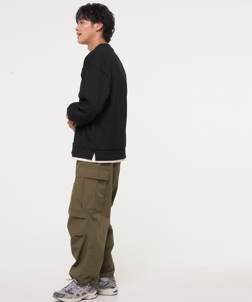 coca(coca)(コカ)の「レイヤード風ソフトジャージトレーナー(スウェット・メンズ・ブラック/ダークベージュ・L/M/XL)」の6枚目の写真