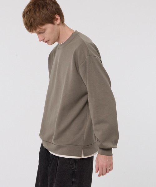 coca(coca)(コカ)の「レイヤード風ソフトジャージトレーナー(スウェット・メンズ・ブラック/ダークベージュ・L/M/XL)」の10枚目の写真