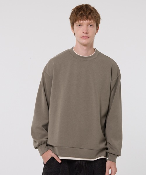coca(coca)(コカ)の「レイヤード風ソフトジャージトレーナー(スウェット・メンズ・ブラック/ダークベージュ・L/M/XL)」の12枚目の写真