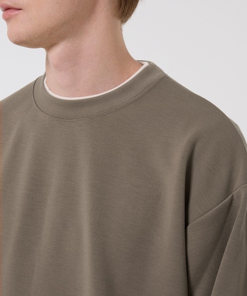 coca(coca)(コカ)の「レイヤード風ソフトジャージトレーナー(スウェット・メンズ・ブラック/ダークベージュ・L/M/XL)」の13枚目の写真