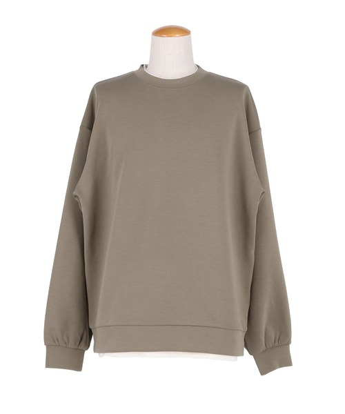 coca(coca)(コカ)の「レイヤード風ソフトジャージトレーナー(スウェット・メンズ・ブラック/ダークベージュ・L/M/XL)」の19枚目の写真