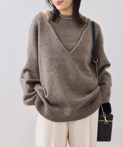 セール】【WEB限定】アンサンブル風Vネックニット（ニット/セーター