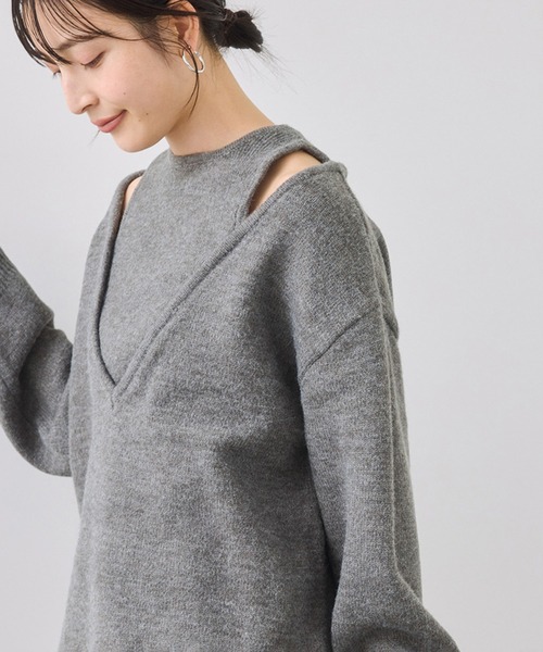 セール】【WEB限定】アンサンブル風Vネックニット（ニット/セーター