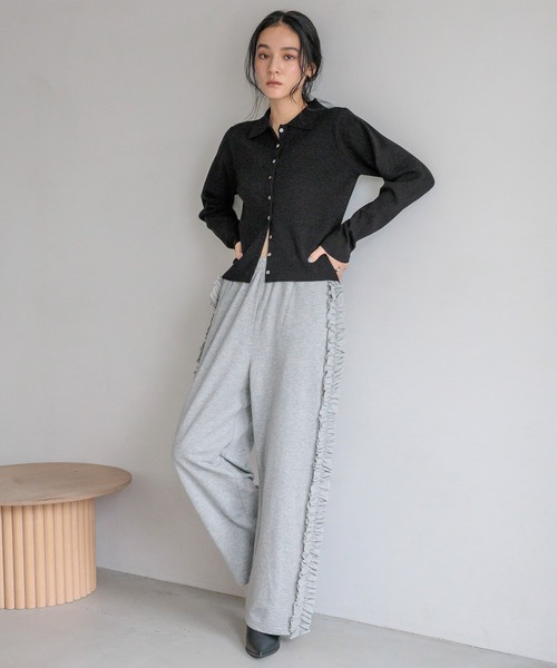 LOWRYS FARM（ローリーズファーム）の「サイドフリルカットパンツ　607239（スウェットパンツ・レディース・ネイビー/ブラウン/ブラック/グレー・SMALL/MEDIUM）」の21枚目の写真