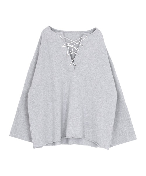 titivate(ティティベイト)の「レースアップデザインプルオーバー(Tシャツ/カットソー・レディース・オフホワイト/グレー/ピンク・SHORT/FREE)」の12枚目の写真