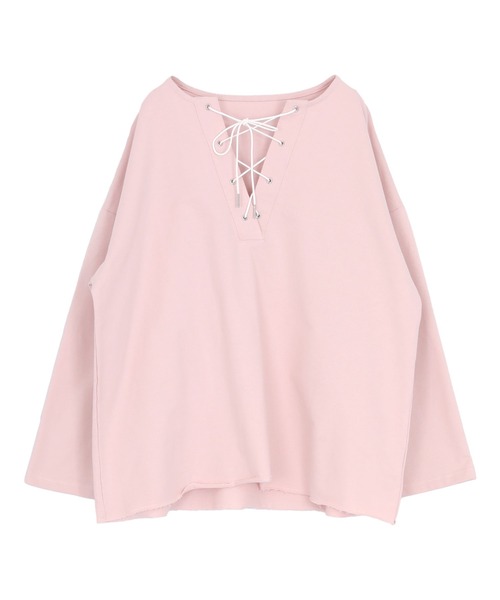 titivate(ティティベイト)の「レースアップデザインプルオーバー(Tシャツ/カットソー・レディース・オフホワイト/グレー/ピンク・SHORT/FREE)」の13枚目の写真