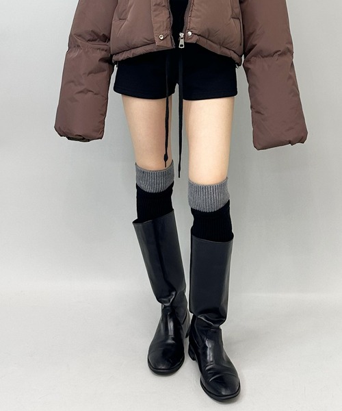 FOLLOWIN（フォロウィン）の「ツートーンリブレッグウォーマー（レッグウォーマー・レディース・ブラック・FREE）」の2枚目の写真