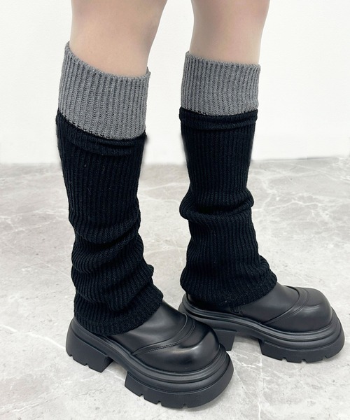 FOLLOWIN（フォロウィン）の「ツートーンリブレッグウォーマー（レッグウォーマー・レディース・ブラック・FREE）」の5枚目の写真