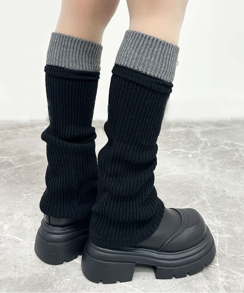 FOLLOWIN（フォロウィン）の「ツートーンリブレッグウォーマー（レッグウォーマー・レディース・ブラック・FREE）」の6枚目の写真