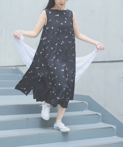 bird刺繍 layered ワンピース（ワンピース）｜yuni（ユニ ）の