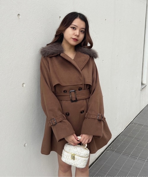 one way（ワンウェイ）の「ファー衿コート（ダウンジャケット/コート・レディース・グレー/ホワイト/ブラウン・FREE）」の3枚目の写真