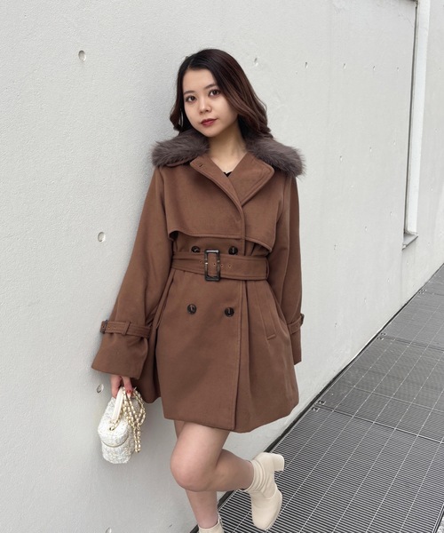 one way（ワンウェイ）の「ファー衿コート（ダウンジャケット/コート・レディース・グレー/ホワイト/ブラウン・FREE）」の4枚目の写真