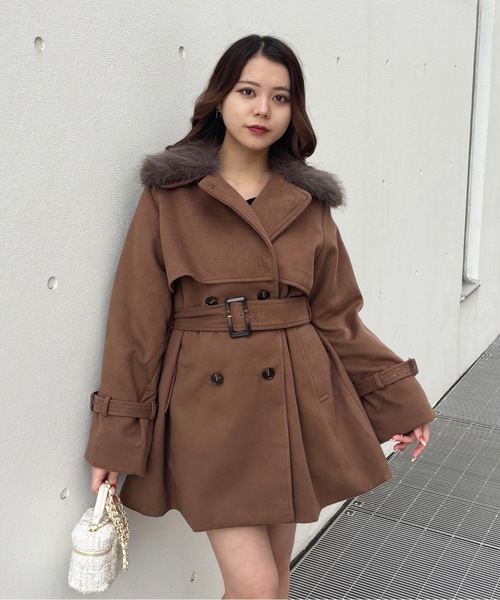 one way（ワンウェイ）の「ファー衿コート（ダウンジャケット/コート・レディース・グレー/ホワイト/ブラウン・FREE）」の6枚目の写真