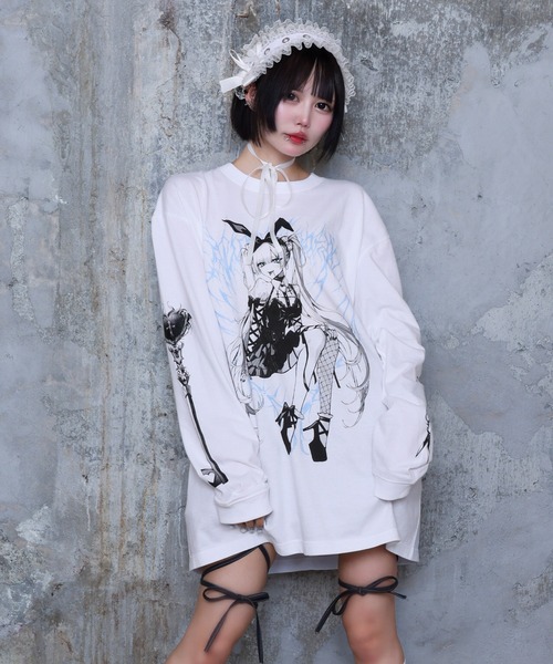 Lilith RabbitプリントロングTシャツ（Tシャツ/カットソー）｜Amilige