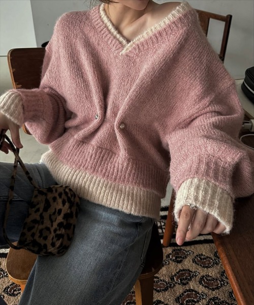 WILLFULLY（ウィルフリー）の「double rib layered like broach knit（ニット/セーター・レディース・ベビーピンク/ホワイト系その他/ブラウン・FREE）」の20枚目の写真
