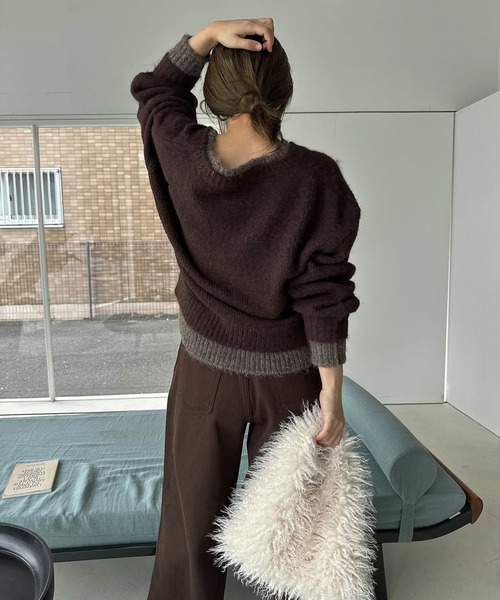 セール】double rib layered like broach knit（ニット/セーター