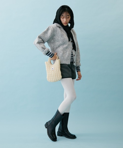 FUULLY STUDIO(フーリィーステューディオ)の「ケーブルニットミニバッグ(トートバッグ・レディース・グレー/ブラック/アイボリー・FREE)」の10枚目の写真