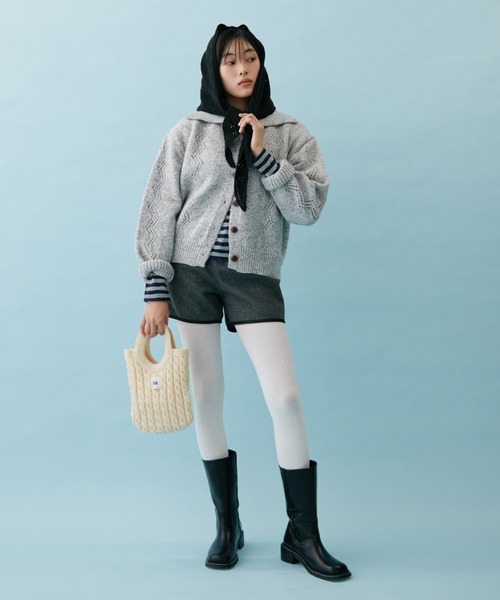 FUULLY STUDIO(フーリィーステューディオ)の「ケーブルニットミニバッグ(トートバッグ・レディース・グレー/ブラック/アイボリー・FREE)」の11枚目の写真