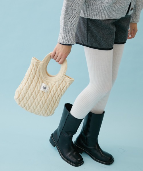 FUULLY STUDIO(フーリィーステューディオ)の「ケーブルニットミニバッグ(トートバッグ・レディース・グレー/ブラック/アイボリー・FREE)」の9枚目の写真