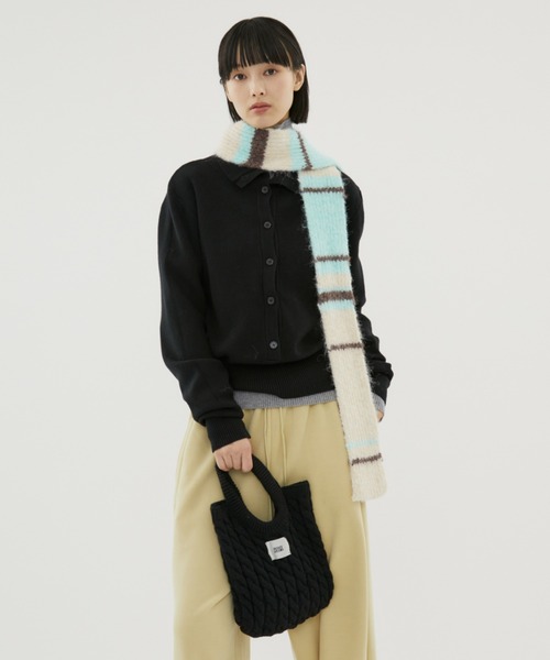 FUULLY STUDIO(フーリィーステューディオ)の「ケーブルニットミニバッグ(トートバッグ・レディース・グレー/ブラック/アイボリー・FREE)」の12枚目の写真