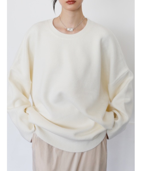 Katrin TOKYO(カトリーントーキョー)の「big crewneck knit(ニット/セーター・レディース・アイボリー/ブラウン系その他/イエロー・FREE/XS)」の1枚目の写真