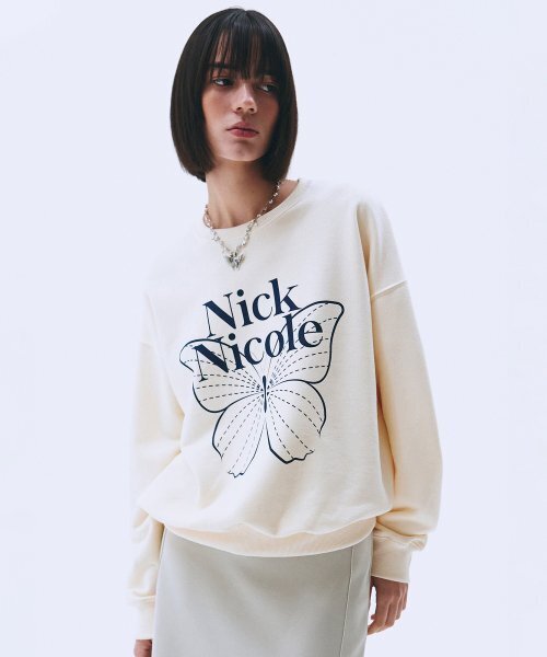 NICK&NICOLE（ニックアンドニコール）の「BUTTERFLY SIGNATURE SWEATSHIRT_CREAM NAVY（スウェット・レディース・その他・FREE）」の3枚目の写真