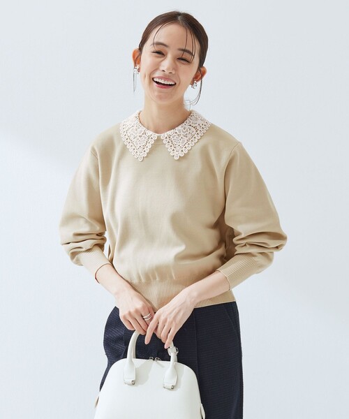 green label relaxing（グリーンレーベルリラクシング）の「【WEB限定】エリレース 2WAY ニット プルオーバー ウォッシャブル（ニット/セーター・レディース・ネイビー/ベージュ/グレー・FREE）」の13枚目の写真