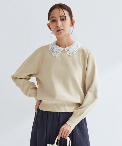 green label relaxing（グリーンレーベルリラクシング）の「【WEB限定】エリレース 2WAY ニット プルオーバー ウォッシャブル（ニット/セーター・レディース・ネイビー/ベージュ/グレー・FREE）」の15枚目の写真