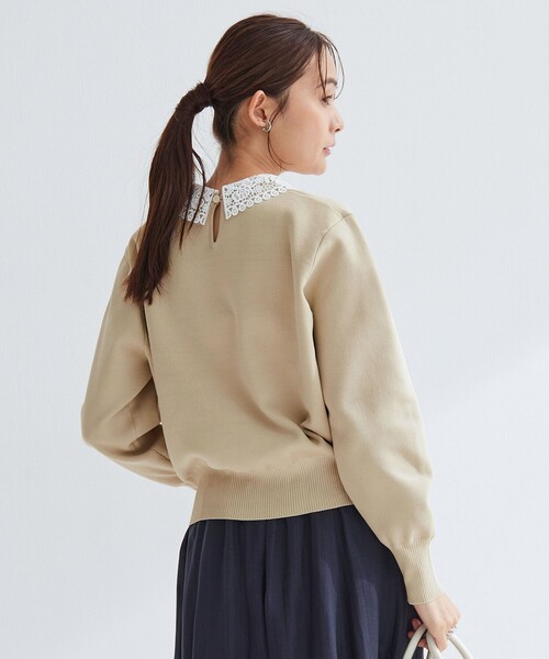 green label relaxing（グリーンレーベルリラクシング）の「【WEB限定】エリレース 2WAY ニット プルオーバー ウォッシャブル（ニット/セーター・レディース・ネイビー/ベージュ/グレー・FREE）」の16枚目の写真
