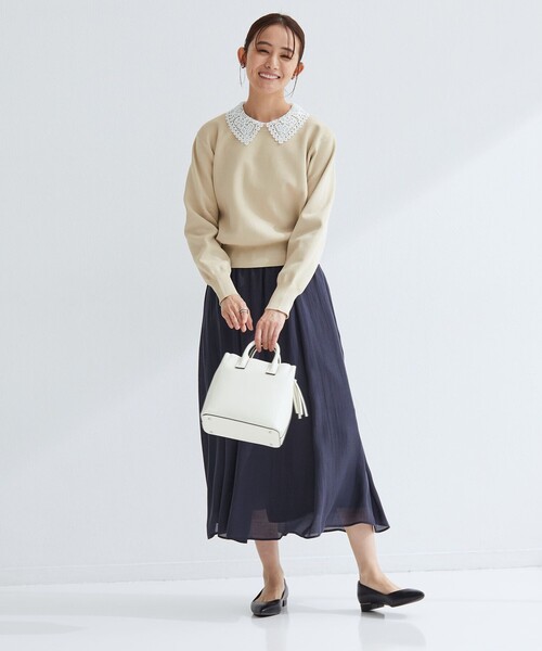 green label relaxing（グリーンレーベルリラクシング）の「【WEB限定】エリレース 2WAY ニット プルオーバー ウォッシャブル（ニット/セーター・レディース・ネイビー/ベージュ/グレー・FREE）」の17枚目の写真