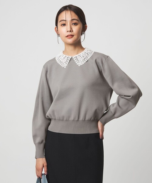 green label relaxing（グリーンレーベルリラクシング）の「【WEB限定】エリレース 2WAY ニット プルオーバー ウォッシャブル（ニット/セーター・レディース・ネイビー/ベージュ/グレー・FREE）」の18枚目の写真