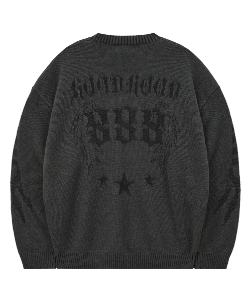 HOODHOOD(フッドフッド)の「スタッド888リバースグラフィックニットグレー(ニット/セーター・レディース・その他・1/2)」の2枚目の写真