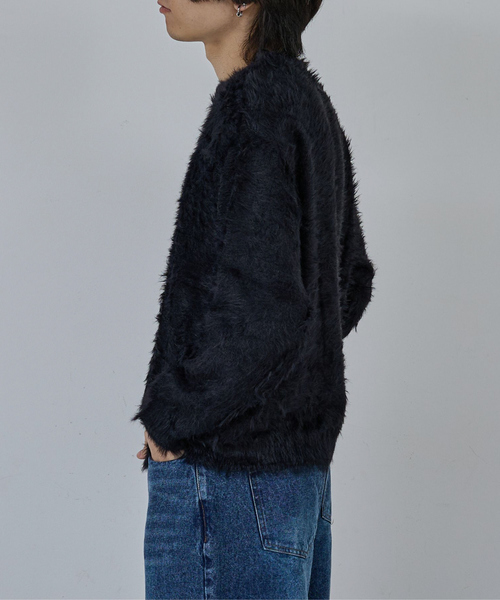 AH ABAHOUSE(エーエイチアバハウス)の「LONG SHAGGY CREW NECK KNIT / ロングシャギークルーネックニット(ニット/セーター・メンズ・グレー/ブルー/ブラック/ワイン・44/46/48)」の16枚目の写真