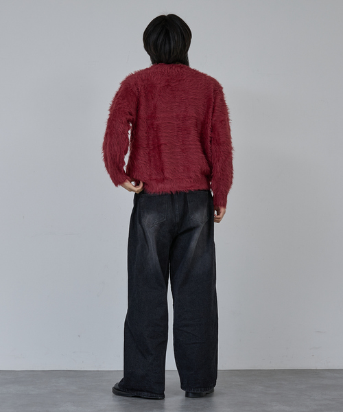 AH ABAHOUSE(エーエイチアバハウス)の「LONG SHAGGY CREW NECK KNIT / ロングシャギークルーネックニット(ニット/セーター・メンズ・グレー/ブルー/ブラック/ワイン・44/46/48)」の5枚目の写真
