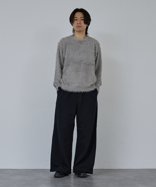 AH ABAHOUSE(エーエイチアバハウス)の「LONG SHAGGY CREW NECK KNIT / ロングシャギークルーネックニット(ニット/セーター・メンズ・グレー/ブルー/ブラック/ワイン・44/46/48)」の9枚目の写真