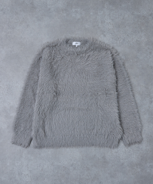 AH ABAHOUSE(エーエイチアバハウス)の「LONG SHAGGY CREW NECK KNIT / ロングシャギークルーネックニット(ニット/セーター・メンズ・グレー/ブルー/ブラック/ワイン・44/46/48)」の12枚目の写真
